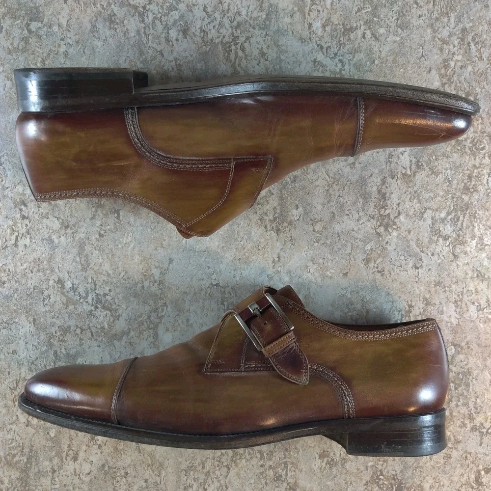 Magnanni Marco II Oxfords Men's 10.5 M Brown Leather Monk Strap *Excellent Shape